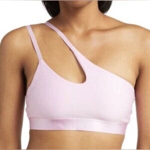 ALO Yoga One-Shoulder Cutout Sports Bra in Light Pink